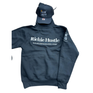 Richie Hustle Exclusive 3 Logo Black & White Hoodie - Image 2